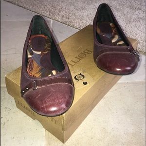 BORN Masia Burgundy Leather & Suede Flats NWT NEW!